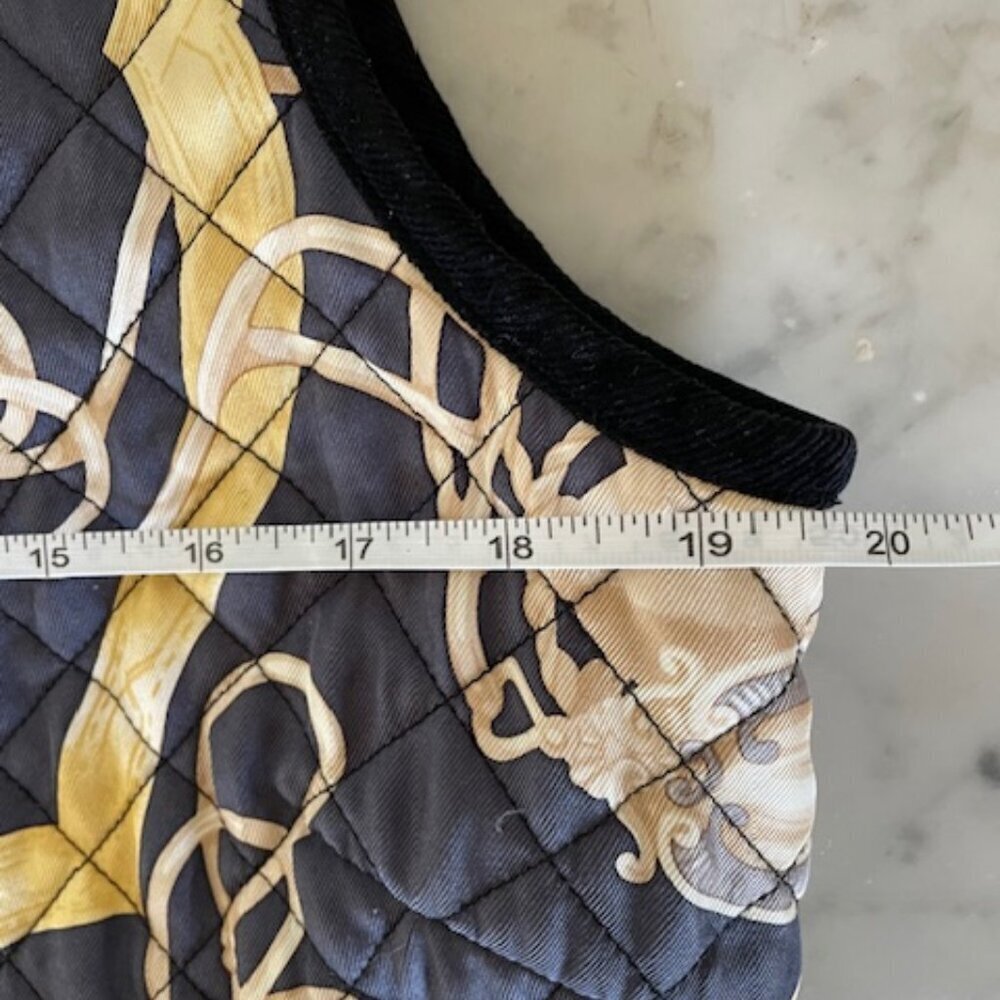 J. MCLAUGHLIN Equestrian Print Silk Quilted Vest Black Medium - Picture 15 of 15